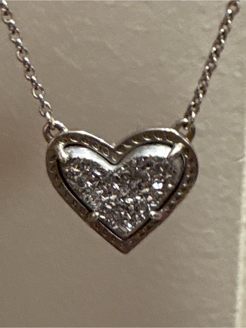Kendra Scott Silver Heart Pendant Necklace with Sparkling Center